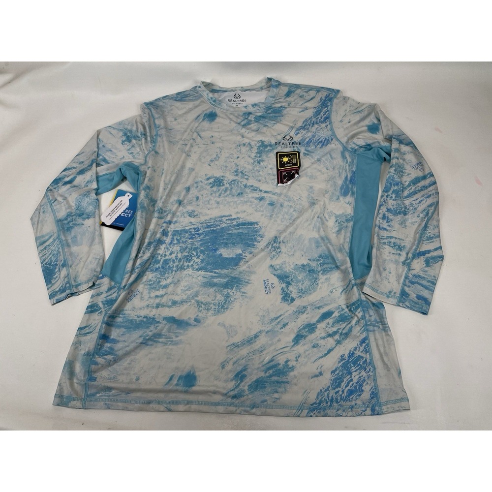 Realtree Riverdog RT Mens Long Sleeve Performance Fishing‎ Shirt Blue XXL
